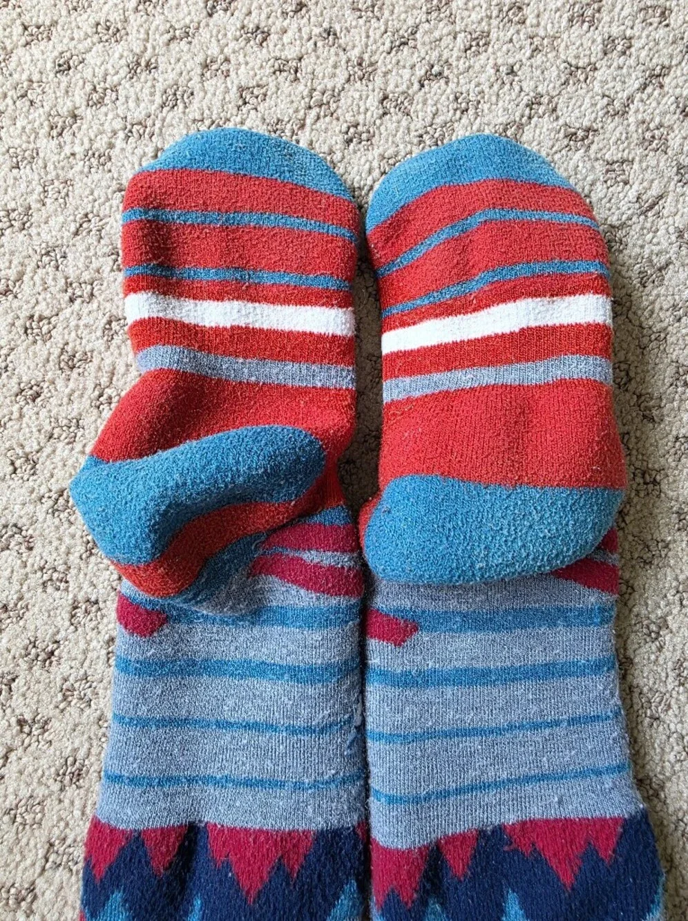 Smartwool Kids Yeti Washed Crew Socks in Blue, Red, White